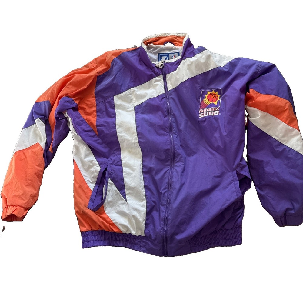 Phoenix Suns Vtg 90s Starter Jacket Windbreaker XL NBA Purple Orange Full Zip